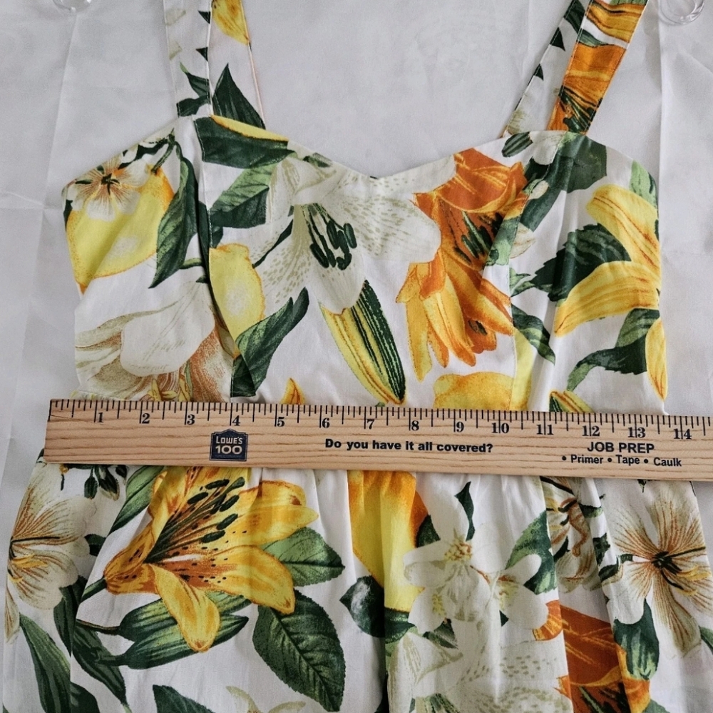Marled Brand Lemon Floral Tropical Dress Sundress Yellow White Green - Picture 8 of 9